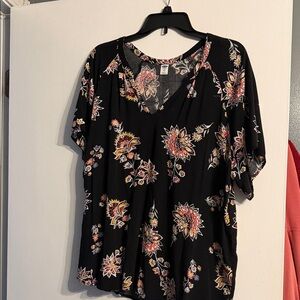 Old Navy Black Floral Women's Blouse